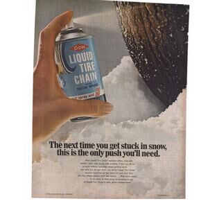 Dow Liquid Tire Chain Magazine Advertisement Color 1968 Automobilia Vintage